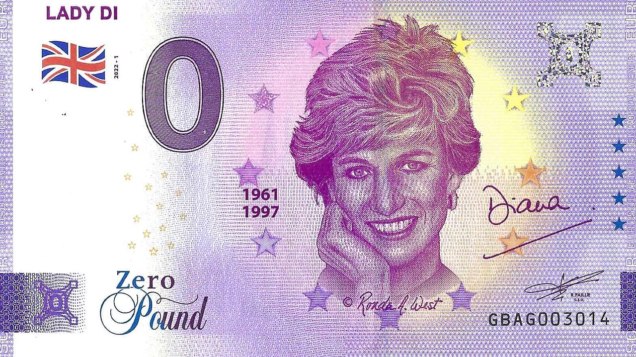 0 pound biljet Lady Di 1961-1997
