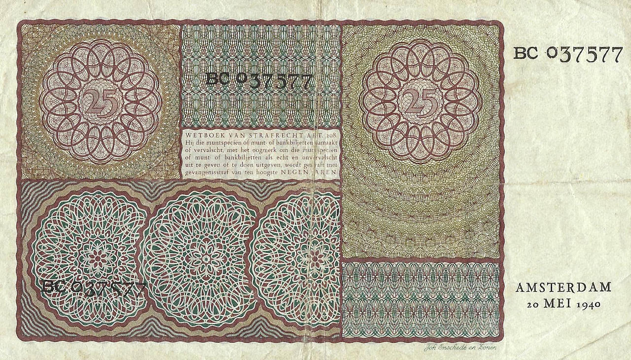 Bankbiljet 25 gulden 1940 Prinsesje Zeer Fraai