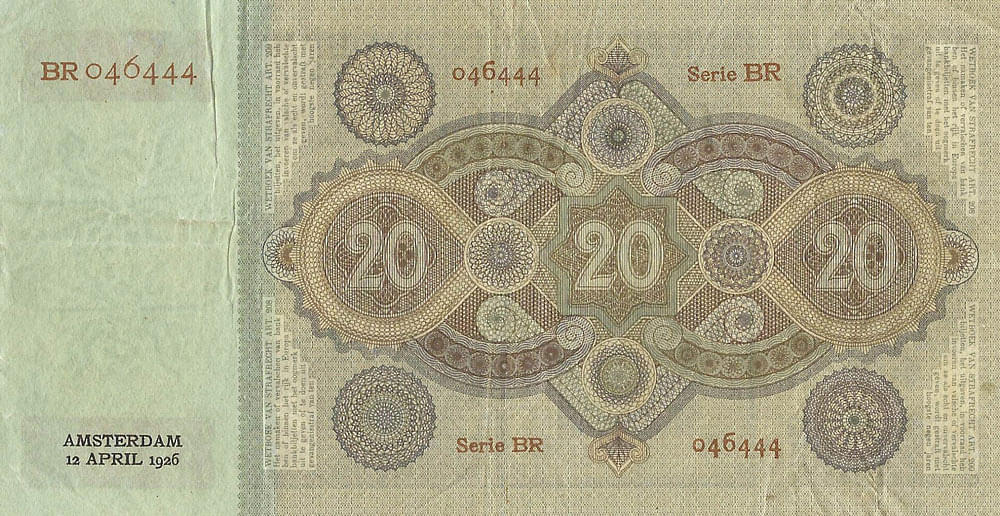 Bankbiljet 20 gulden 1926 Stuurman Zeer Fraai