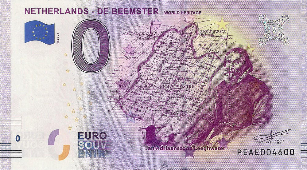 0 euro biljet Nederland 2019 - De Beemster