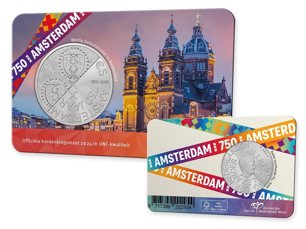 750 Jaar Amsterdam Vijfje in coincard