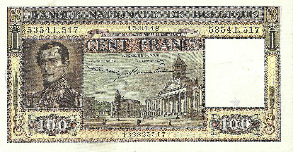 Bankbiljet 100 francs 1945-1950 Prachtig