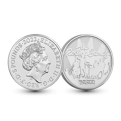 LAATSTE EXEMPLAAR!  Officiële Engelse 5 pound uitgifte 'Rolling Stones - 60 Jaar'
