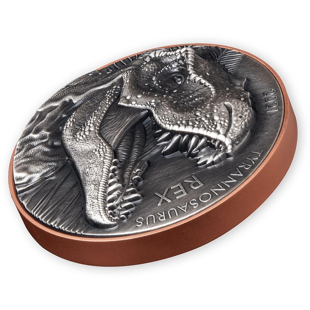 Laatste exemplaar! Tyrannosaurus Rex munt met prachtige antieke finish!