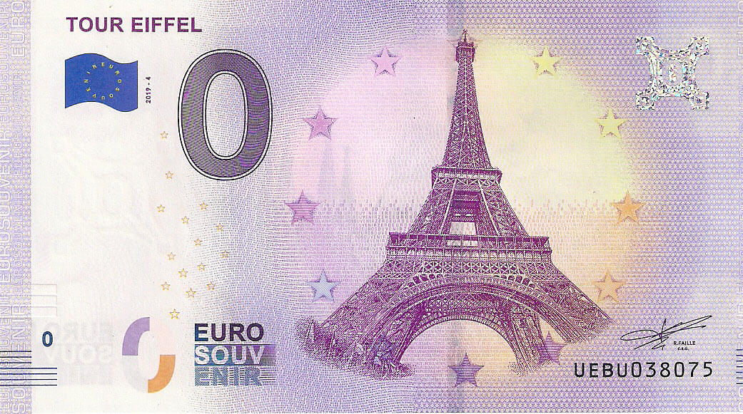 0 euro biljet Frankrijk 2019 Tour Eiffel