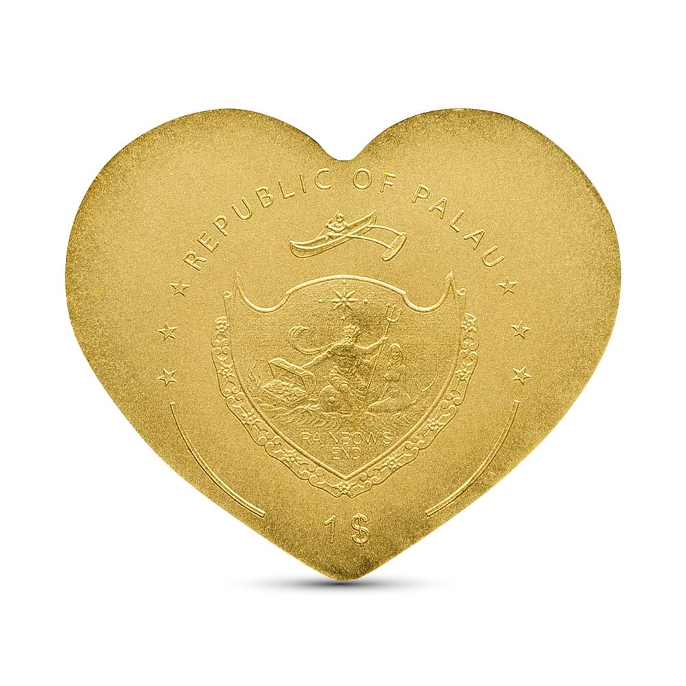 Massief gouden hartvormige munt