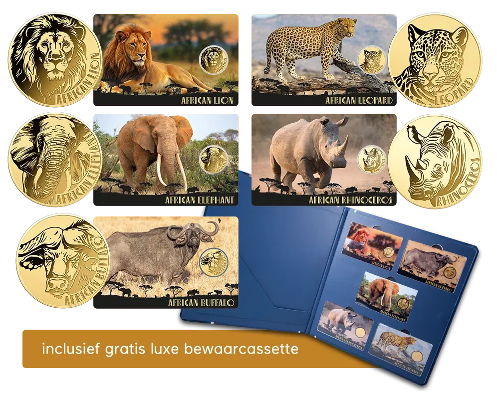 Big Five 24 karaat Gouden Munt Coincardset | Munt-Online.nl